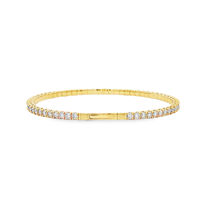 14K Yellow Diamond Flexi Bangle – 2.8mm, 3.10ctw, 8.8g
