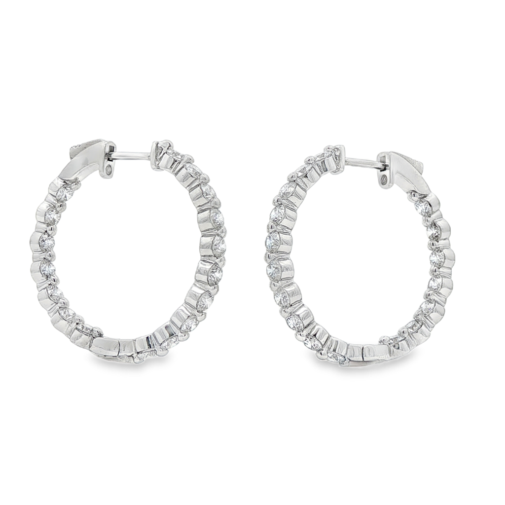 14K White Gold Lab Grown Diamond Inside Out Hoop Earrings – 3.01ctw.
