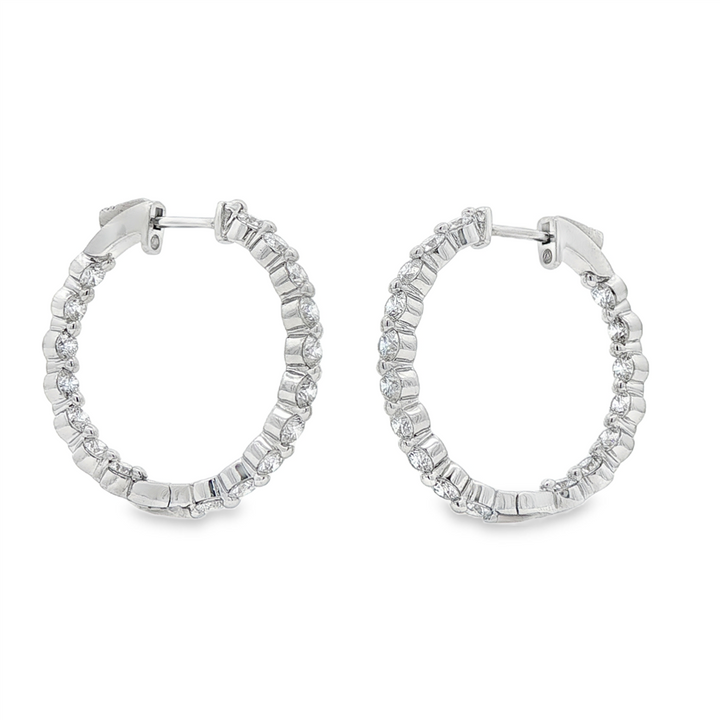 14K White Gold Lab Grown Diamond Inside Out Hoop Earrings – 3.01ctw.