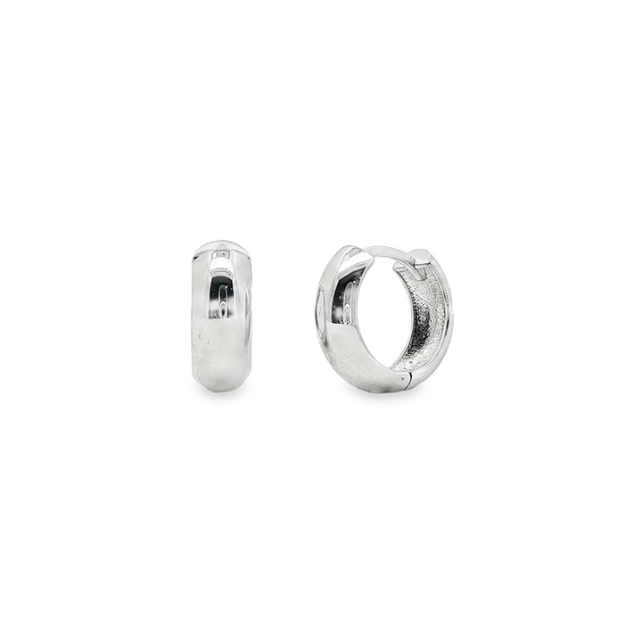 14K White Gold High Polish Huggie Earrings – 14mm, 3.2g