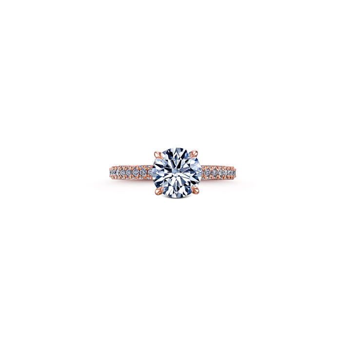 18K Rose Gold Three Row Pave Semi-Mount Engagement Ring 0.77ctw.