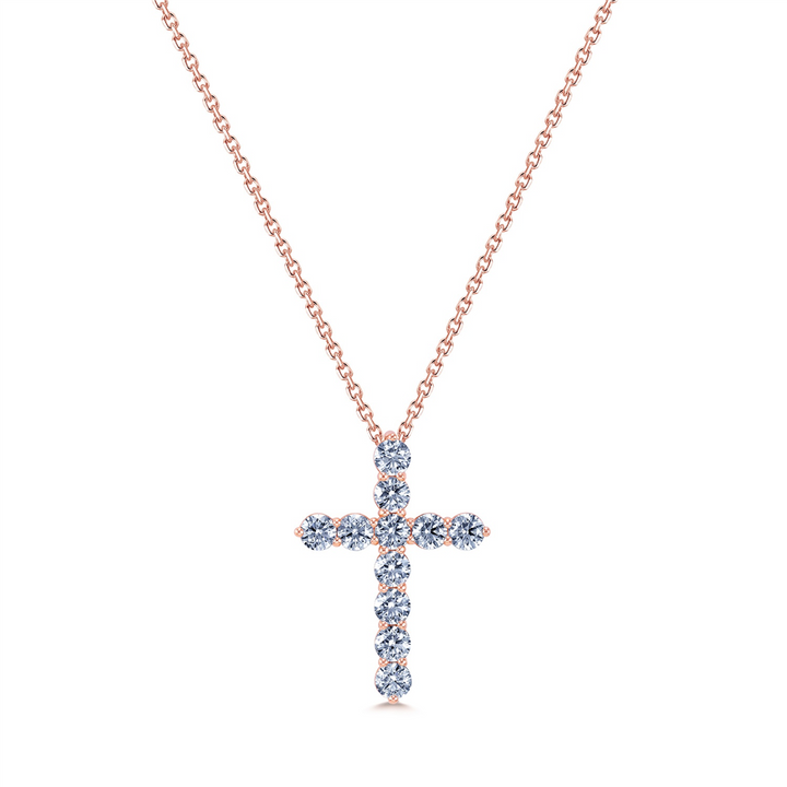 14K Rose Gold Diamond Cross Pendant 1.10ctw.