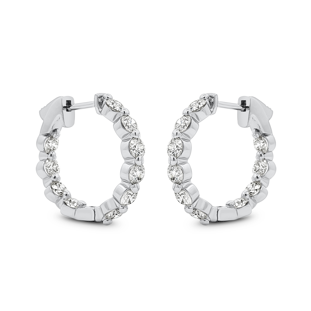 18K White Gold Natural Diamond Hoop Earrings – 2.53ctw