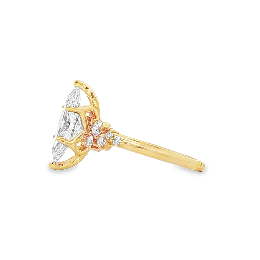 14K Yellow Gold Lab Grown Diamond "Cluster" Semi-Mount – 0.26ctw