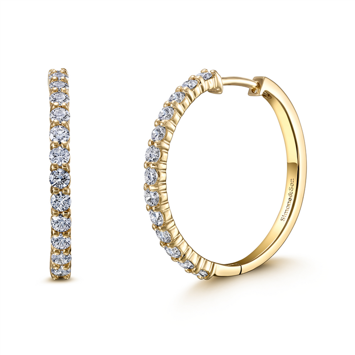 14K Yellow Gold Diamond Hoop Eearings 0.91ctw.