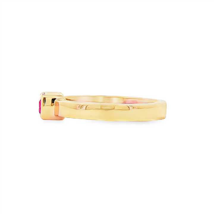 14K Yellow Gold Pink Tourmaline Semi-Bezel Ring – 1.16ct