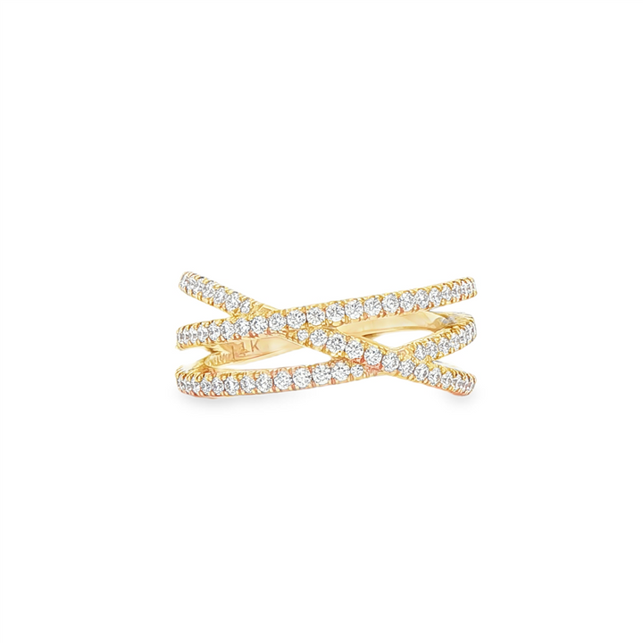 14K Yellow Gold Multi Criss Cross Diamond Band - 0.63ctw.