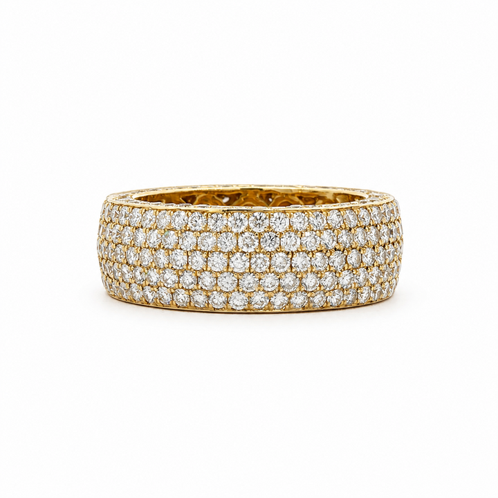 Estate 14K Yellow Gold Three-Sided Natural Diamond Men's Band – 5.25 CTW, Size 11
