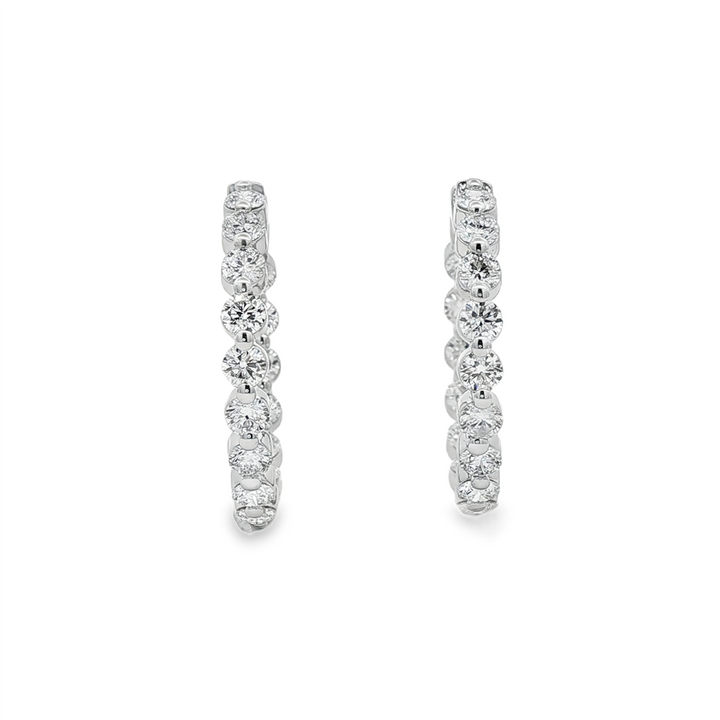 14K White Gold Inside-Out Lab Diamond Hoop Earrings – 27.4x3.5mm, 3.94ctw, 8.2g