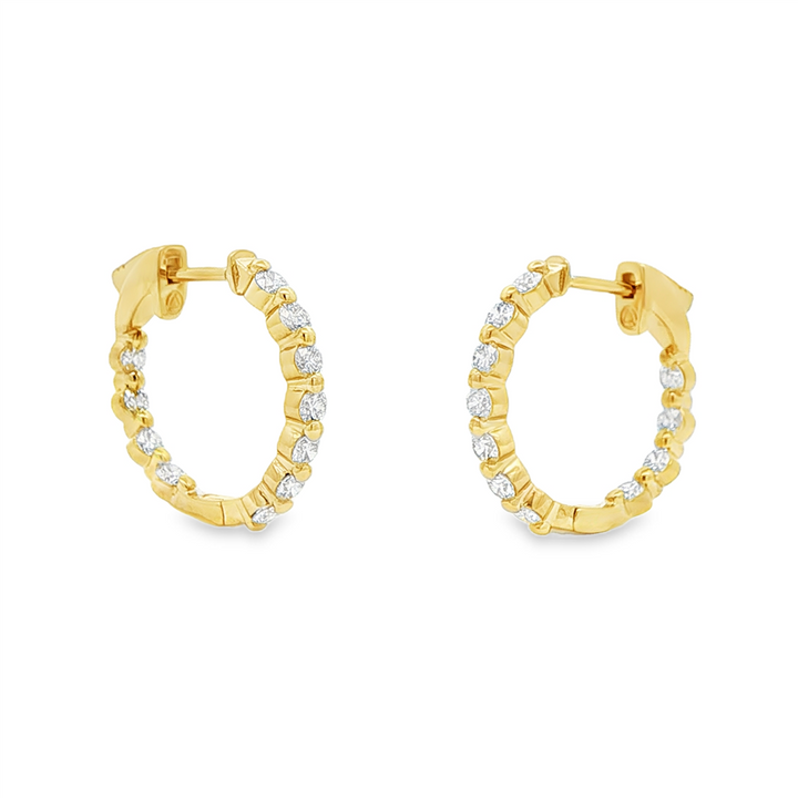 14K Yellow Gold Inside-Out Lab Diamond Hoop Earrings – 1.23ctw.