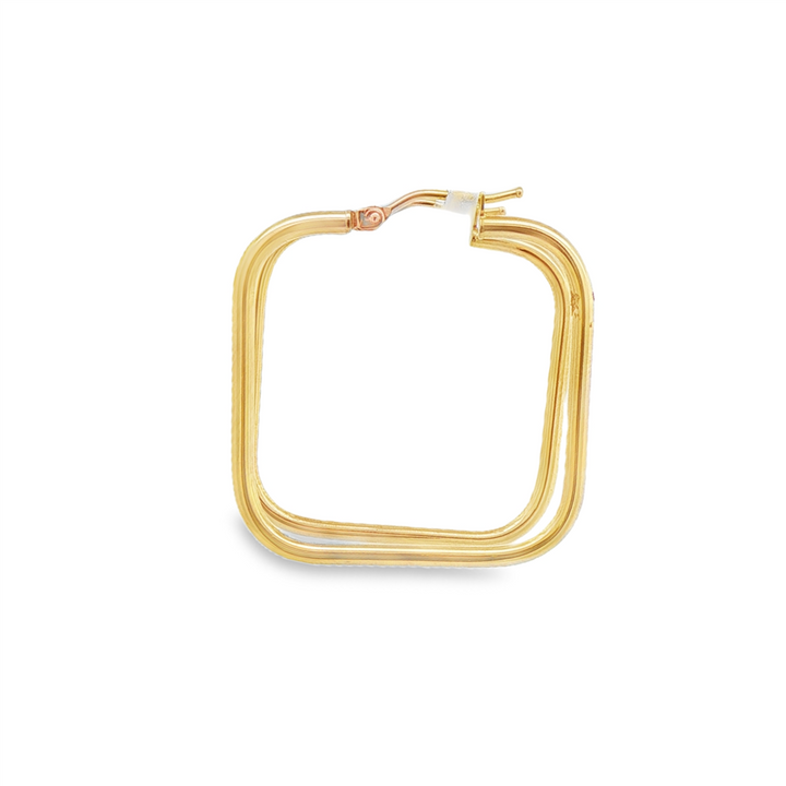 14K Yellow Gold Estate Square Hoop Earrings – 2 × 30mm, 1.8g