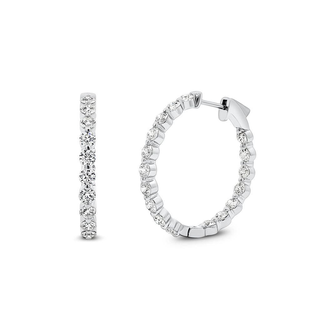 18K White Gold Natural Diamond Hoop Earrings – 2.91ctw
