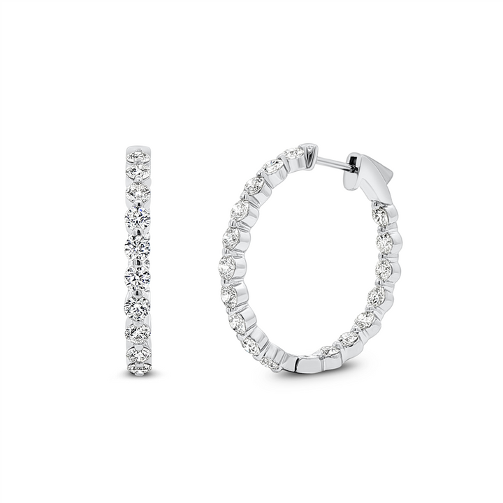 18K White Gold Natural Diamond Hoop Earrings – 2.91ctw