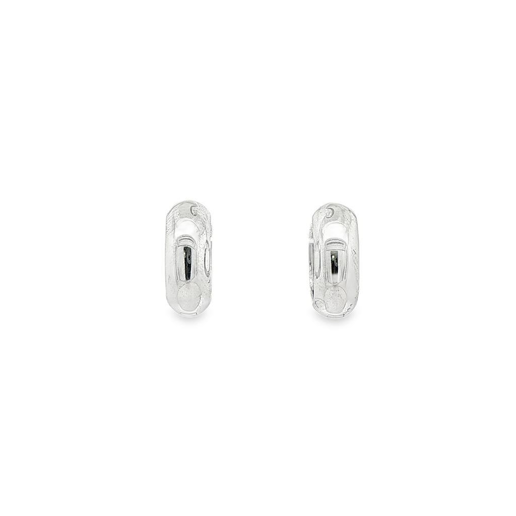 14K White Gold High Polish Huggie Earrings – 14mm, 3.2g