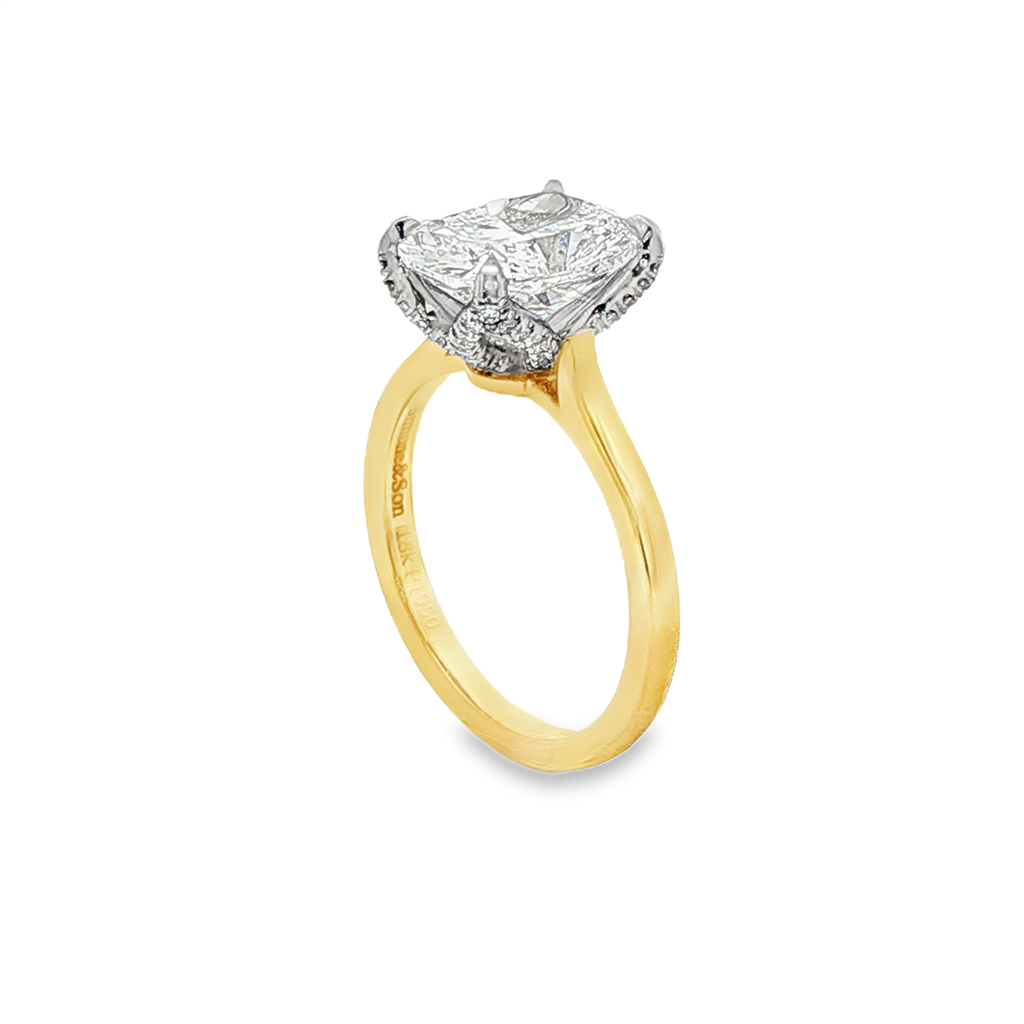 18K Yellow Gold & Platinum Tulip Semi-Mount Engagement Ring – 0.22ctw.