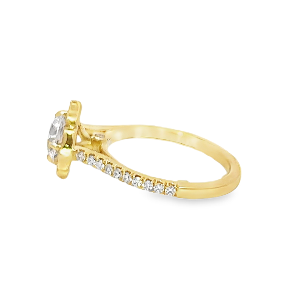 18K Yellow Gold Diamond Paisley Halo Semi-Mount Engagement Ring – 0.42ctw.