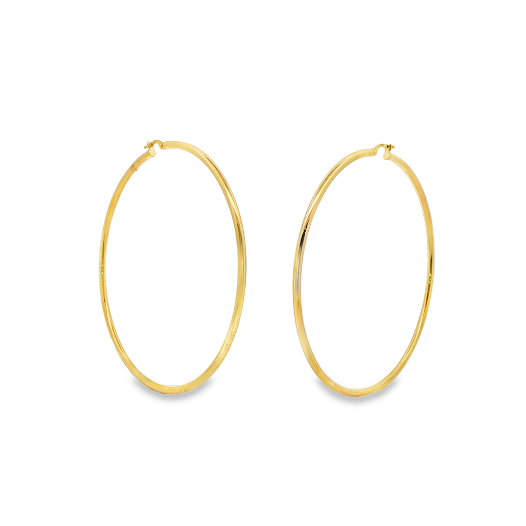 14K Yellow Gold Large Light Hoop Earrings – 70x2.5mm, 6.2g
