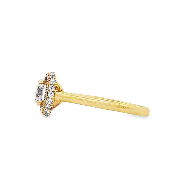 18K Yellow Gold Halo Semi-Mount Engagement Ring – 0.39ctw.
