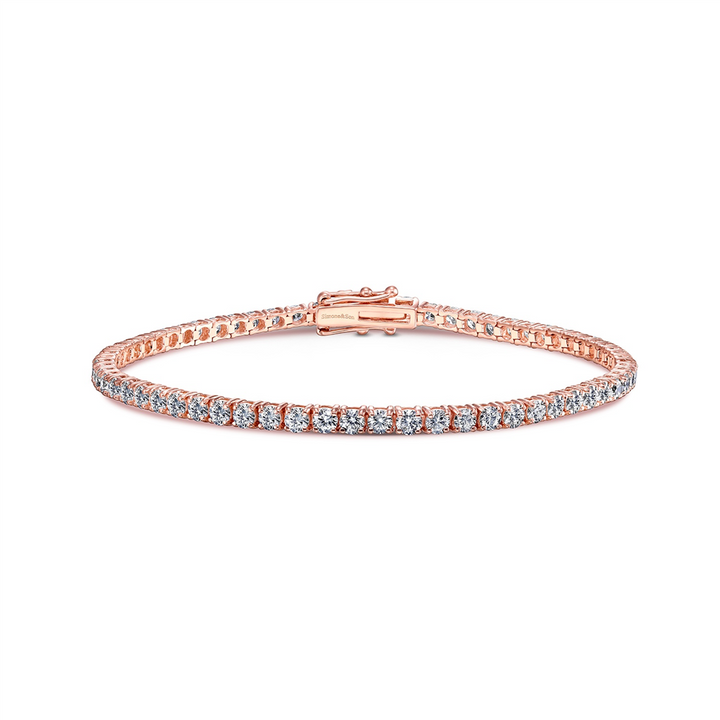 14K Rose Gold Diamond Tennis Bracelet 4.01ctw.