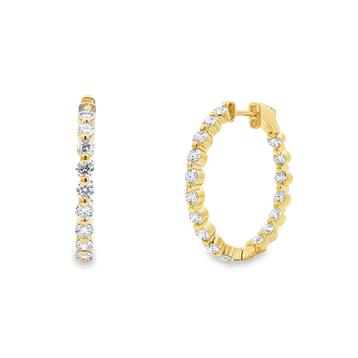 14K Yellow Gold 27mm Inside-Out Lab Grown Diamond Hoop Earrings – 3.02ctw.