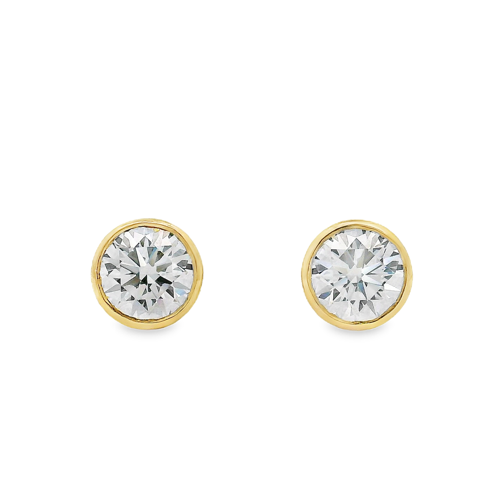 14K Yellow Gold Bezel Set Lab Grown Diamond Stud Earrings – 2.09ctw
.