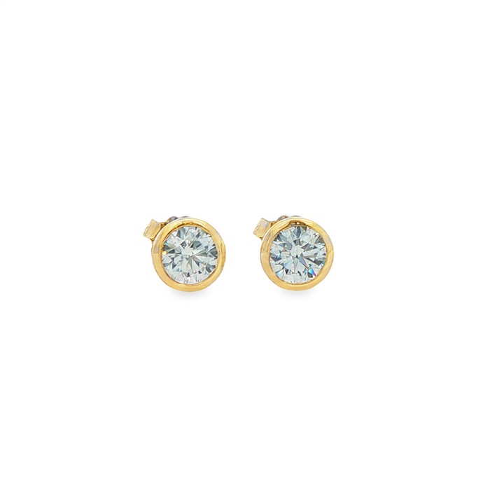 14K Yellow Gold Lab Diamond Bezel Stud Earrings – 1.03ctw, VVS2-D, IGI Certified