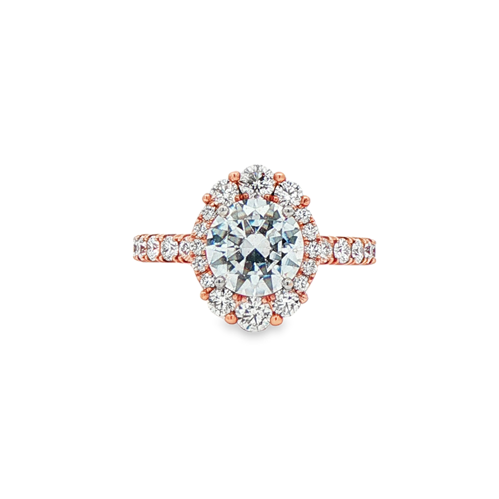 14K Rose Gold Ornate Semi-Mount Engagement Ring – 0.85ctw.