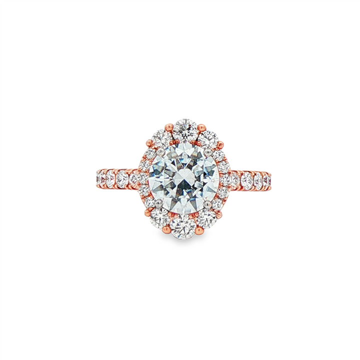 14K Rose Gold Ornate Semi-Mount Engagement Ring – 0.85ctw.