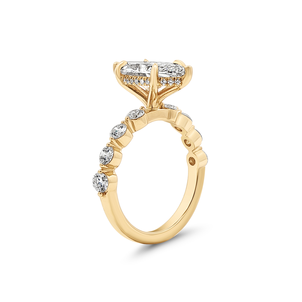 14K Yellow Gold Bubble Lab Grown Diamond Semi-Mount Engagement Ring (Marquise)