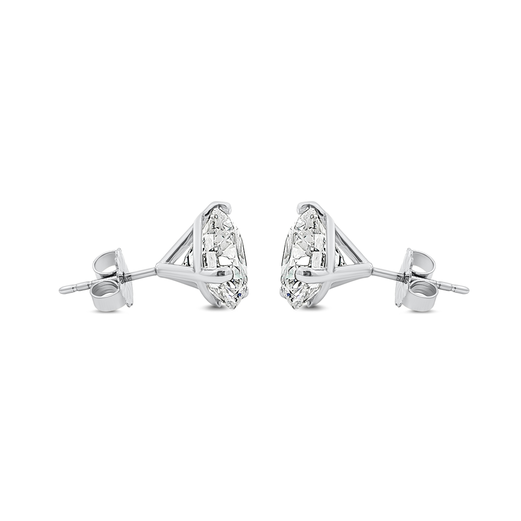 14K White Gold Lab Diamond Martini Stud Earrings – 6.05ctw D/VVS (IGI Certified)