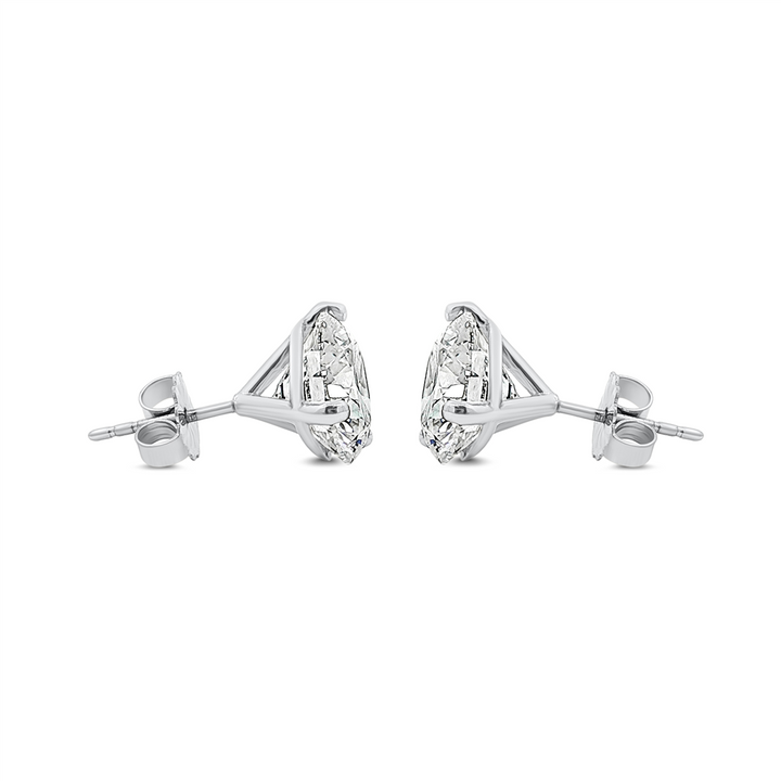 14K White Gold Lab Diamond Martini Stud Earrings – 6.05ctw D/VVS (IGI Certified)