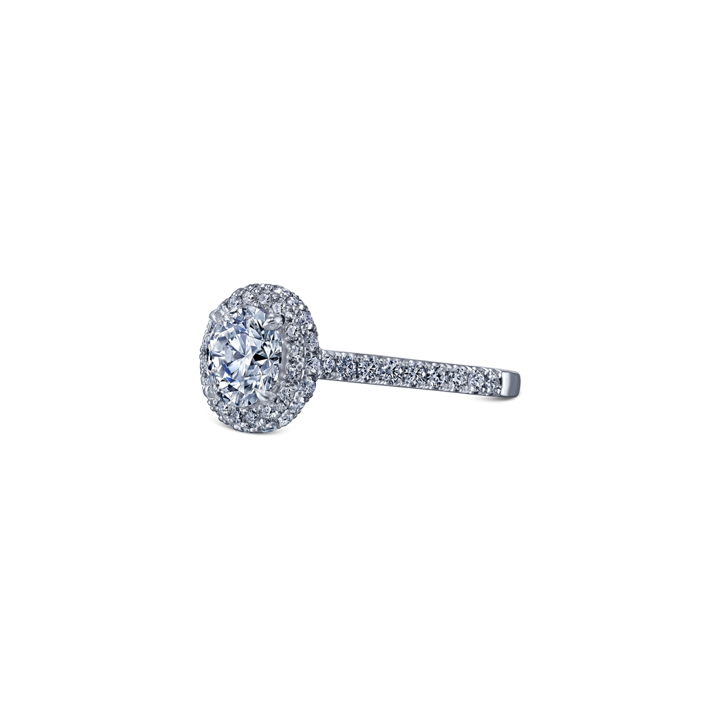 The Amaris Platinum Round Halo Engagement Ring 2.46ctw