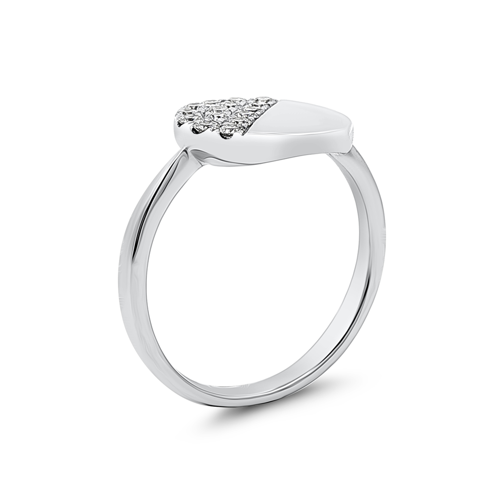 14K White Gold Half Diamond Circle Ring – 0.30ctw.