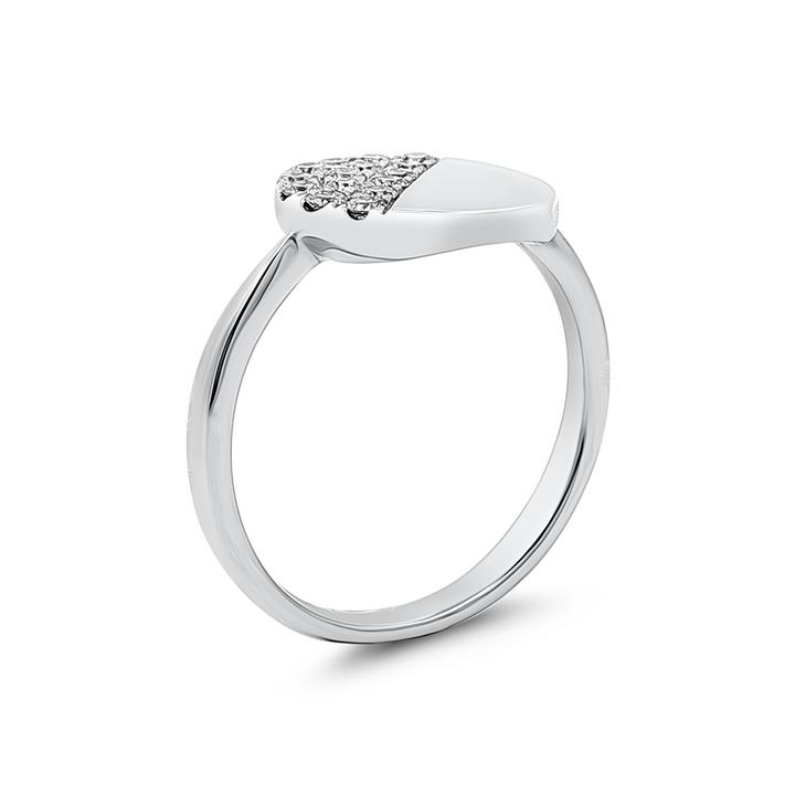 14K White Gold Half Diamond Circle Ring – 0.30ctw.
