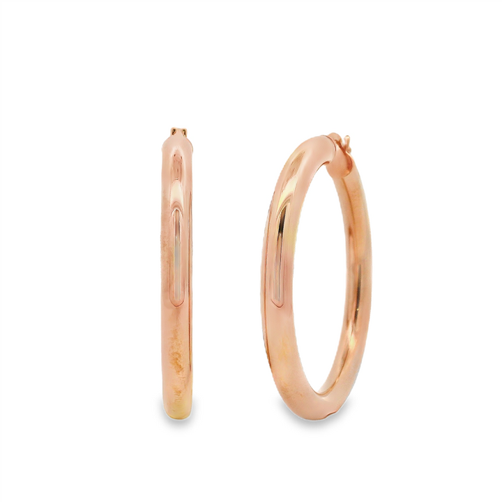 14K Rose Gold 30x4mm Hoop Earrings – 3.8g