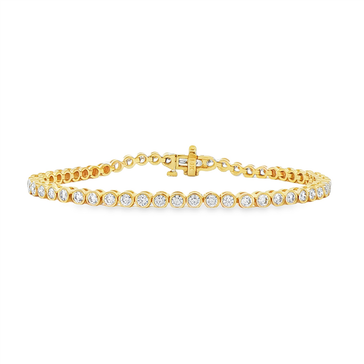 14K Yellow Gold Lab-Grown Bezel Diamond Tennis Bracelet – 3.12ctw