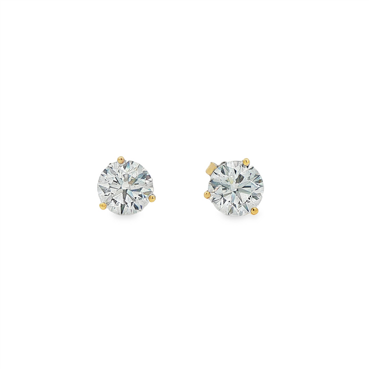 14K Yellow Gold Lab Diamond Stud Earrings – 3.07ctw.