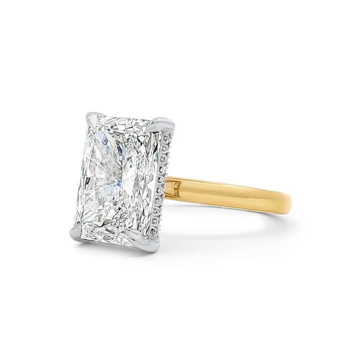 18K Yellow Gold & Platinum Hidden Halo Lab Grown Diamond Semi-Mount Engagement Ring