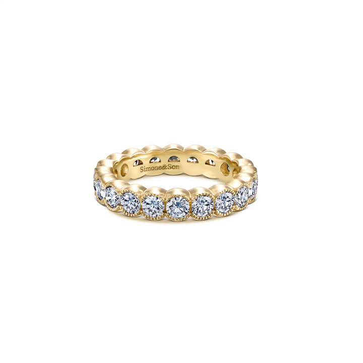 14K Yellow Gold Bezel Diamond Wedding Band 2.25ctw.