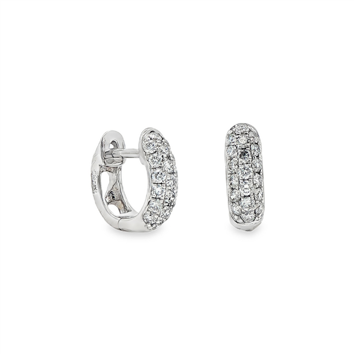 14K White Gold 11x3mm Diamond Huggie Earrings – 0.52ctw.