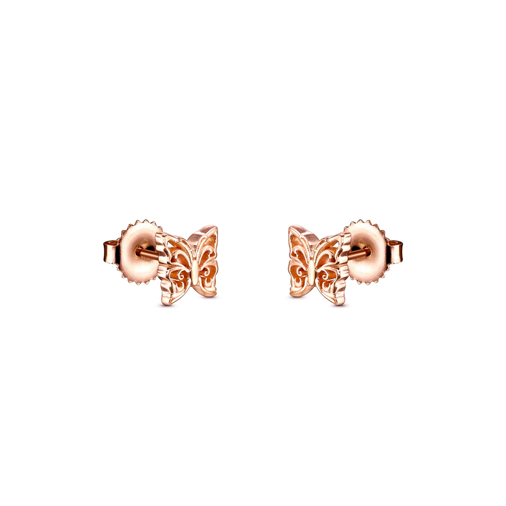 14K Rose Gold Butterfly Studs