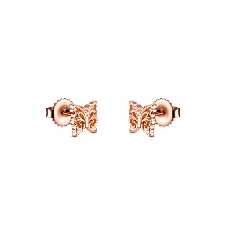 14K Rose Gold Butterfly Studs