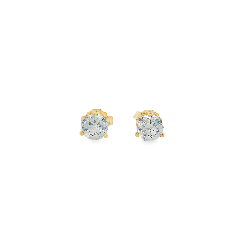 14K Yellow Gold Lab Diamond Martini Stud Earrings – 1.05ctw