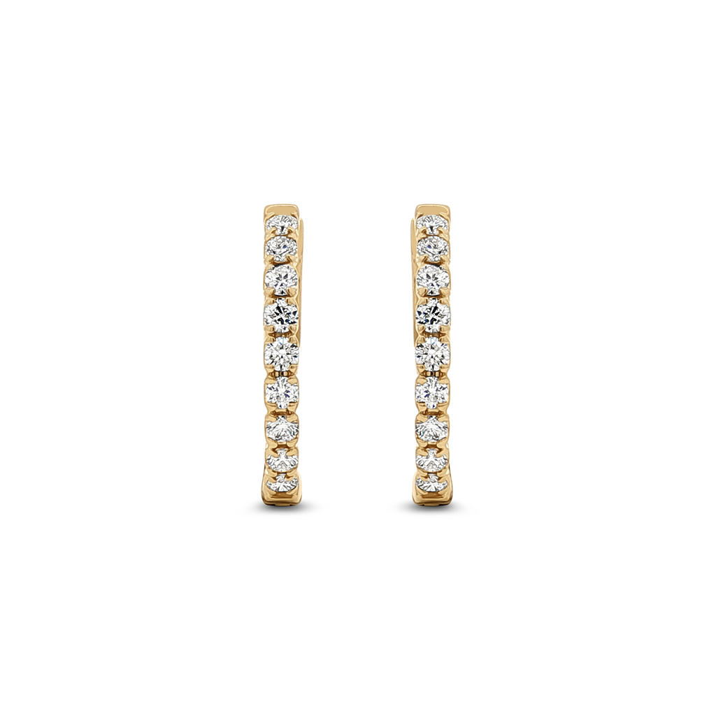 14K Yellow Gold Natural Diamond Hoop Earrings – 0.90 CTW