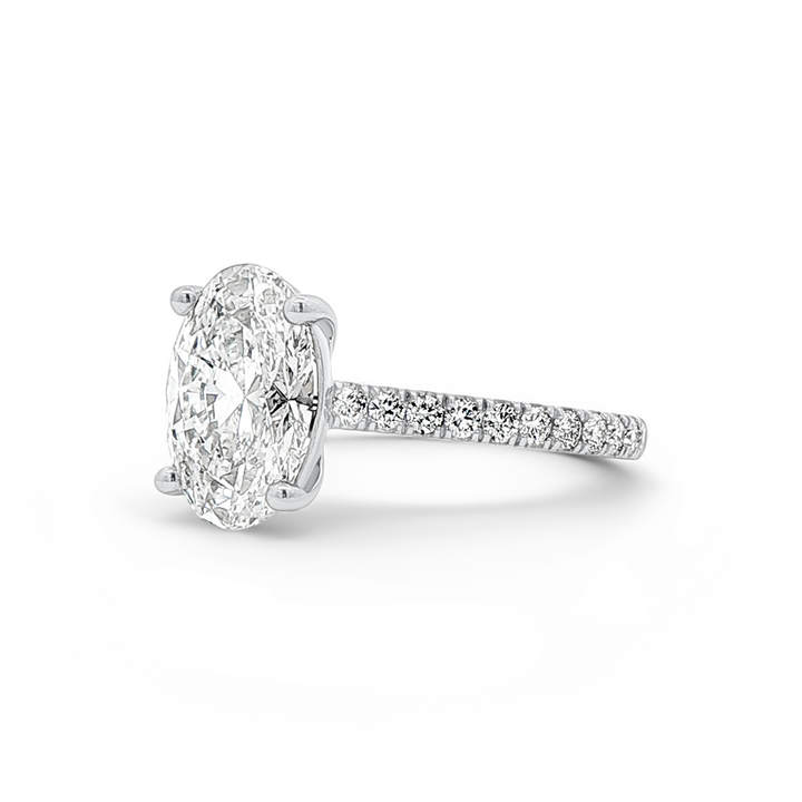 14K White Gold 2.56ct Lab Grown Oval Diamond Engagement Ring