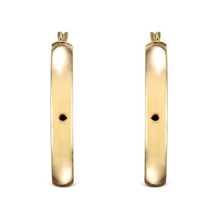 14K Yellow Gold Flat Hoops (30x5mm)