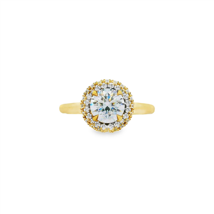 18K Yellow Gold Halo Semi-Mount Engagement Ring – 0.39ctw.