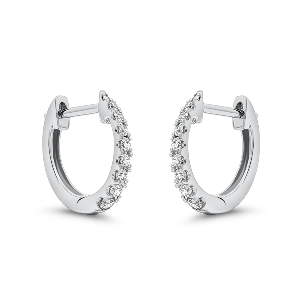 14K White Gold Natural Diamond Hoop Earrings – 0.15 CTW