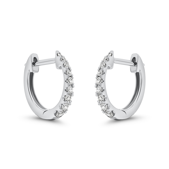 14K White Gold Natural Diamond Hoop Earrings – 0.15 CTW