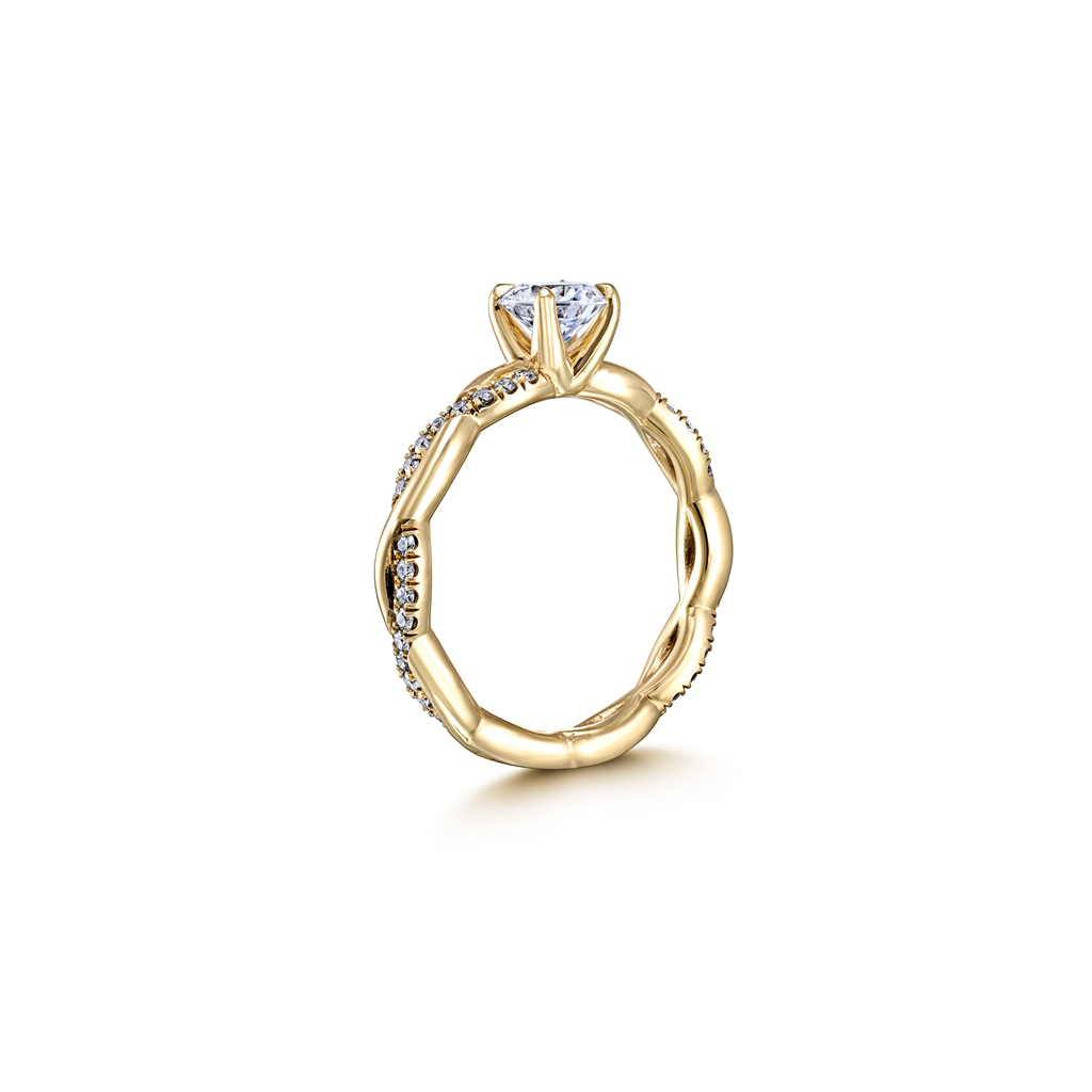 14K Yellow Gold Twist Semi-Mount Engagement Ring 0.27ctw.